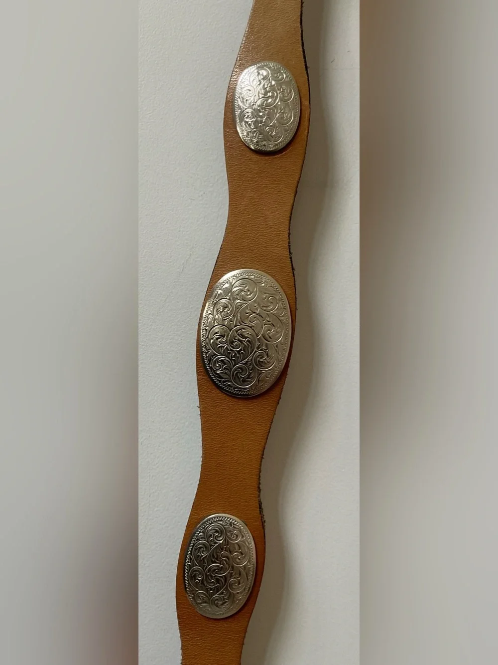 Brown Leather Concho Belt - Picture 4 of 9